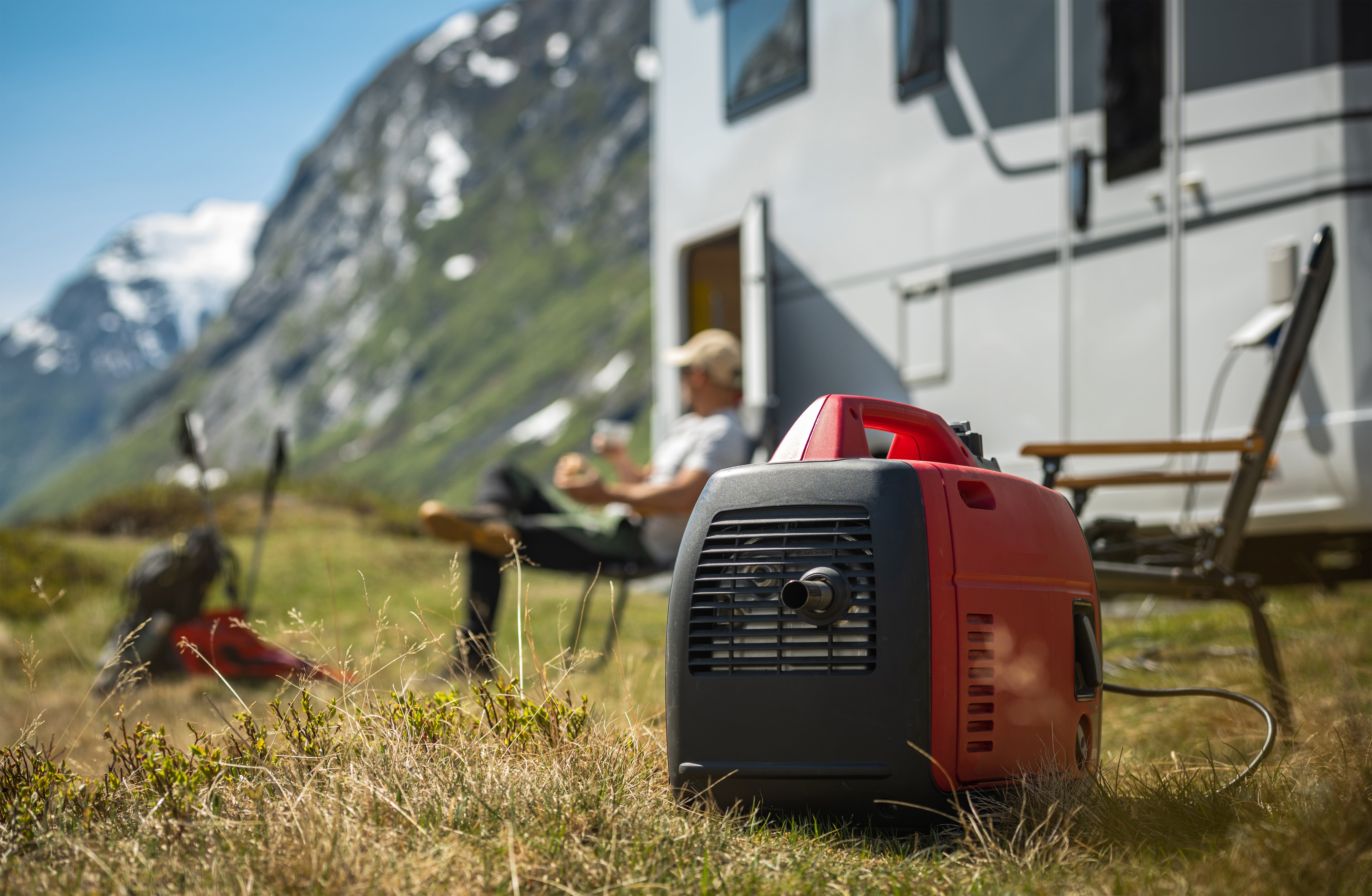 Small portable generator near a RV